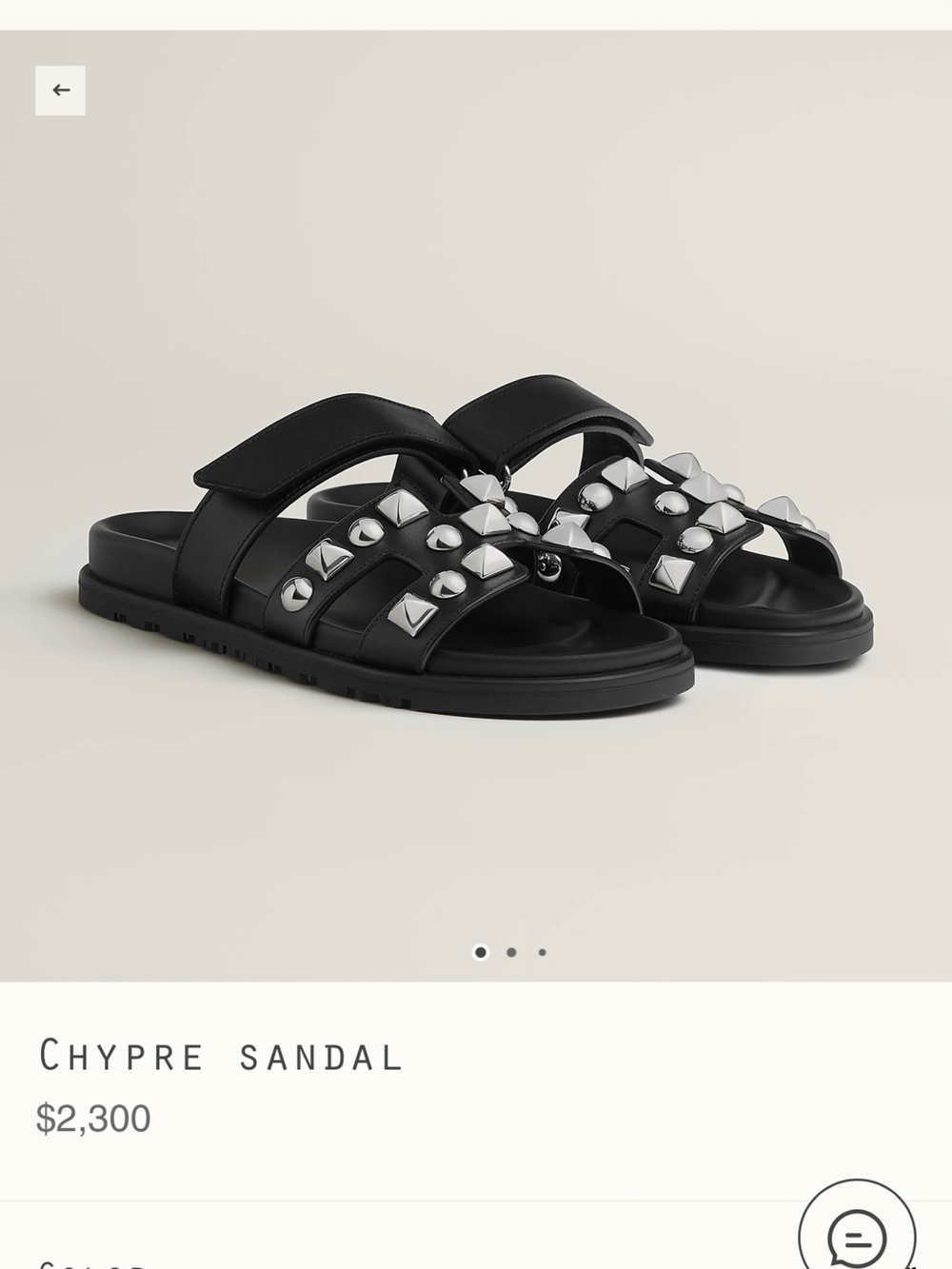 Hermes Black Chypre Studded Leather Slide Sandals Authentic Guaranteed